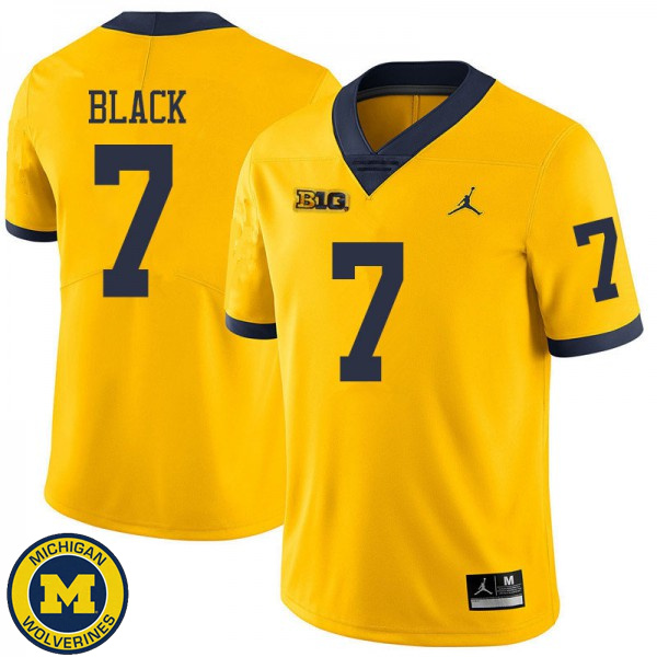 Men's Michigan Wolverines #7 Tarik Black Yellow Jordan Brand Official Game Jersey